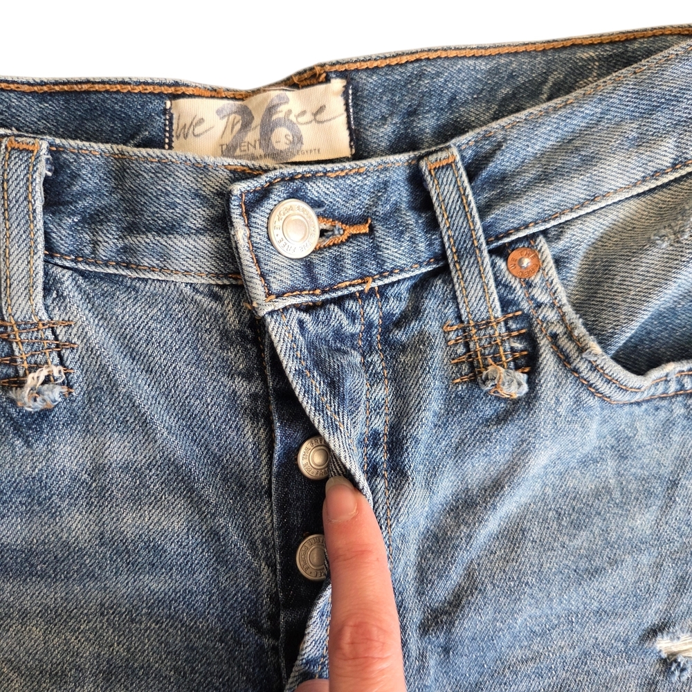 Free People We The Free Makai Distressed High Rise Jeans Shorts 26 - Picture 2 of 6